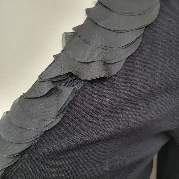 Cyrus Black Knit Sweater Cardigan Topper with Mesh Trim Women's Plus Size 2X NEW - Picture 4 of 12